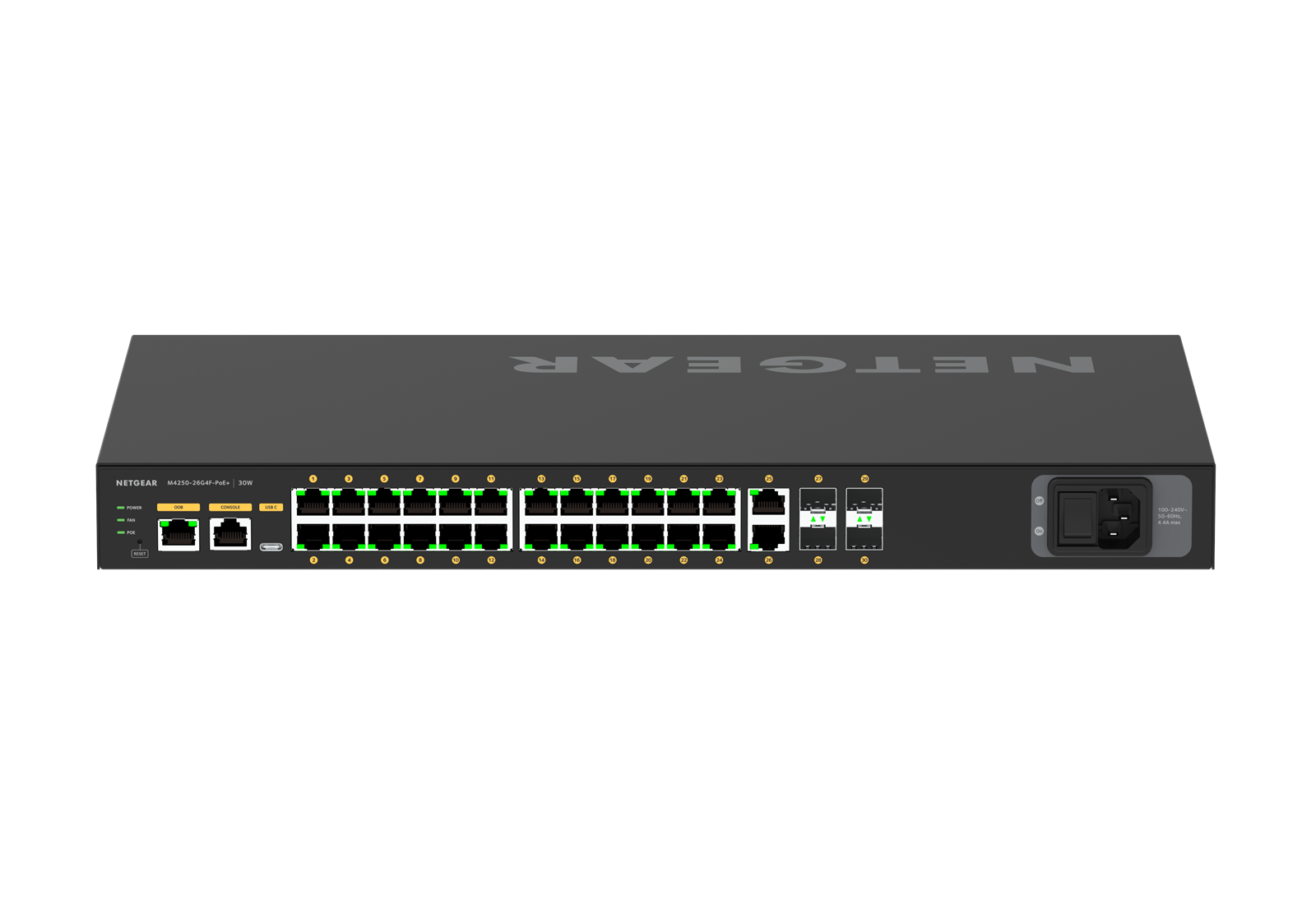 Netgear M4250-26G4F-PoE+ (GSM4230P) | AV Line M4250-Series | 26x Port | 1Gbit/s | 300W PoE