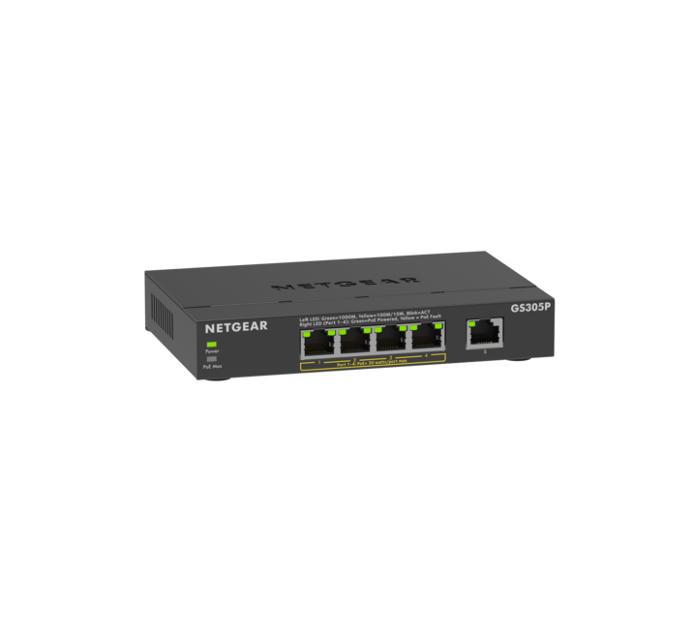 Netgear GS305P-300EUS (GS305P) | Unmanaged | 5x Port | 1Gbit/s | 63W PoE