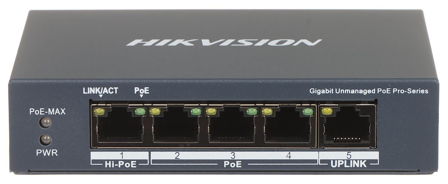 Hikvision | DS-3E0505HP-E | Unmanaged Hi-PoE Switch | 4x Port | 1Gbit/s | 60W PoE