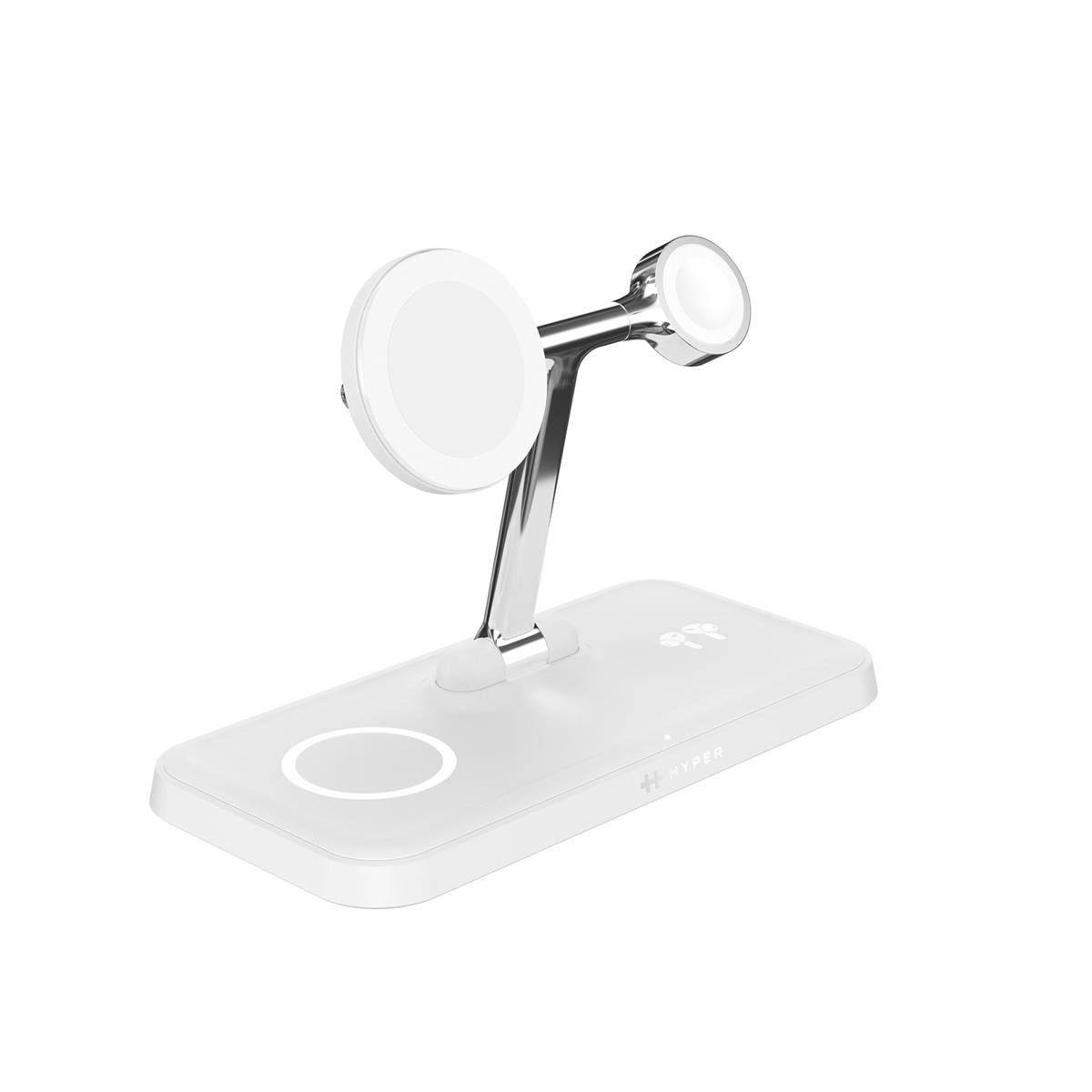 Hyper HyperJuice Next Qi2 4-in-1 Magnetic Charging Stand - White