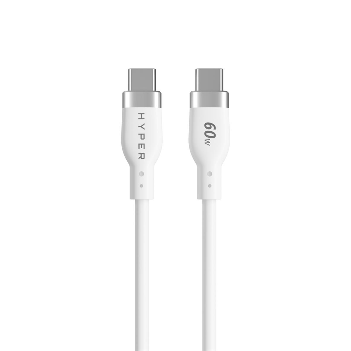 Hyper HyperJuice 60W Silicone USB-C to USB-C Charging Cable (1.5m) - White