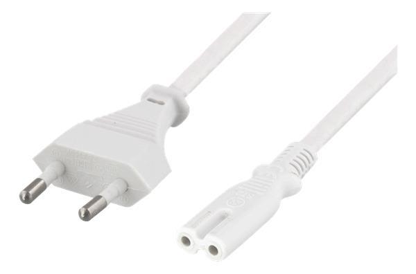 DELTACO Power Cord | Powercord | CEE 7/16 - IEC C7 | 5m | White
