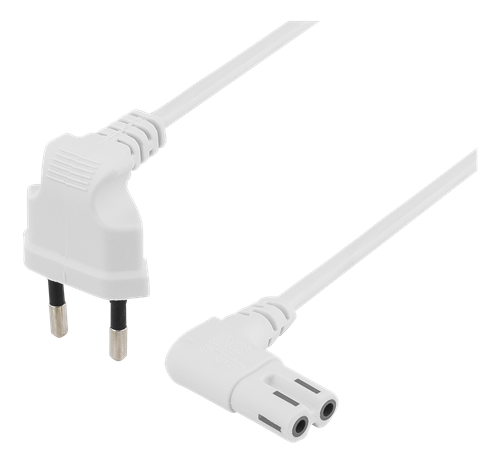 DELTACO Power Cord | Powercord | CEE 7/16 - IEC C7 | 5m | White