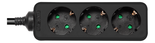 DELTACO GT-0321 | Power strip | CEE 7/7 Plug (Hybrid) - CEE 7/3 Socket (German/Schuko) | 3m | Black