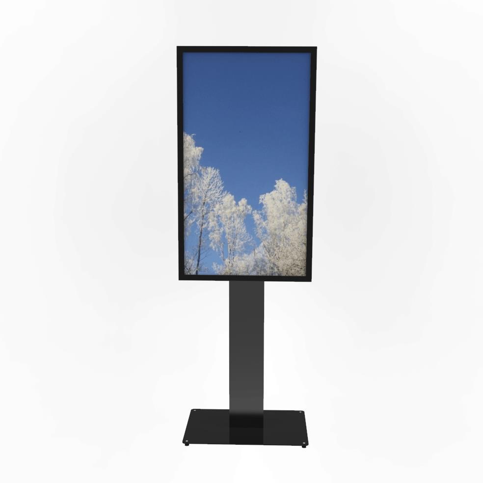 Hi-Nd Floorstand Glass with Casing | Samsung 55″ OM/QM/QB/QC/QH series and LG UH5F/UH5J-H | 55" | Portrait | Floor | Black |