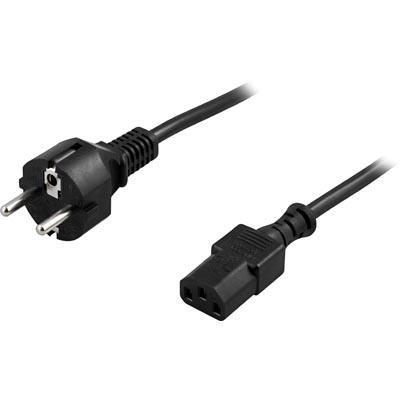 DELTACO Power Cord | Powercord | CEE 7/7 - IEC C13 | 2m | Black