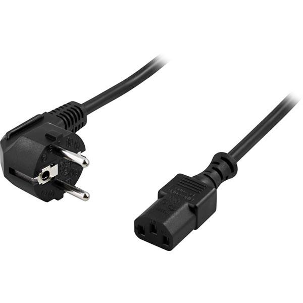 DELTACO Power Cord | Powercord | CEE 7/7 - IEC C13 | 2m | Black