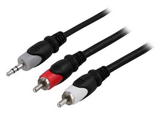 DELTACO 3.5mm (M) to 2x RCA (M) | 3,5mm tele - RCA | Connection cable | 2m | Black
