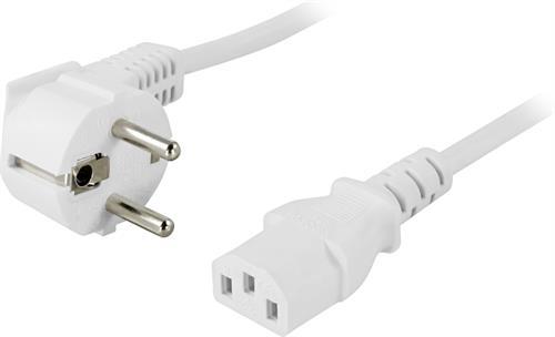DELTACO Power Cord | Powercord | CEE 7/7 - IEC C13 | 3m | White