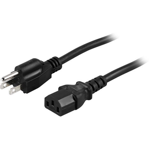 DELTACO Power Cord | Powercord | US Plug | NEMA 5-15 - IEC C13 | 2m | Black