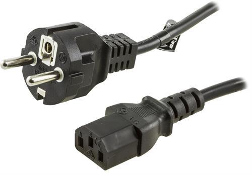 DELTACO Power Cord | Powercord | CEE 7/7 - IEC C13 | 0.5m | Black