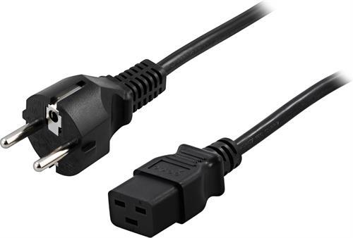 DELTACO Power Cord | Powercord | CEE 7/7 - IEC C19 | 5m | Black