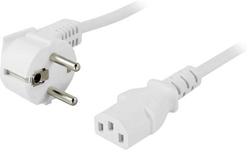 DELTACO Power Cord | Powercord | CEE 7/7 - IEC C13 | 0.5m | White