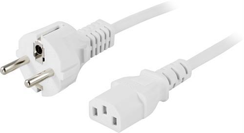 DELTACO Power Cord | Powercord | CEE 7/7 - IEC C13 | 5m | White