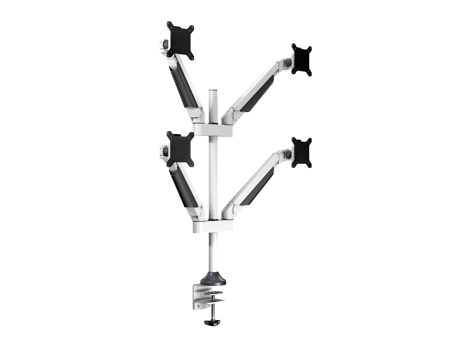 Multibrackets M VESA Gas Lift Arm Quad White | VESA 75x75-100x100 | Max 10kg | Desk clamp | White