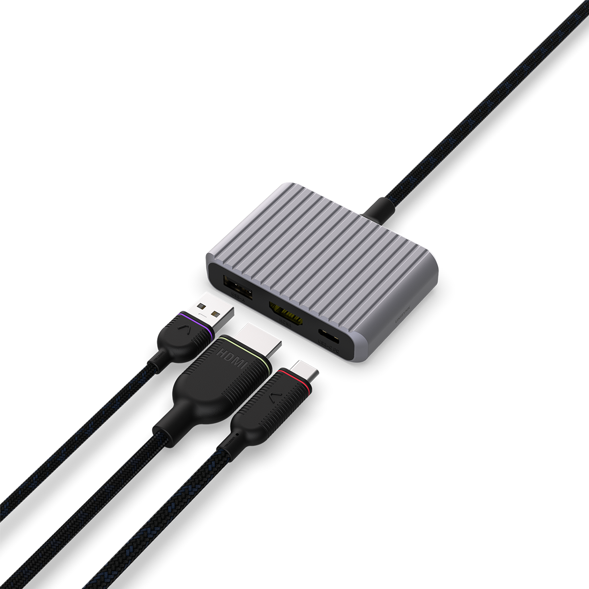 Unisynk 3 Port USB-C Hub V2 4K 60Hz 100W Grey