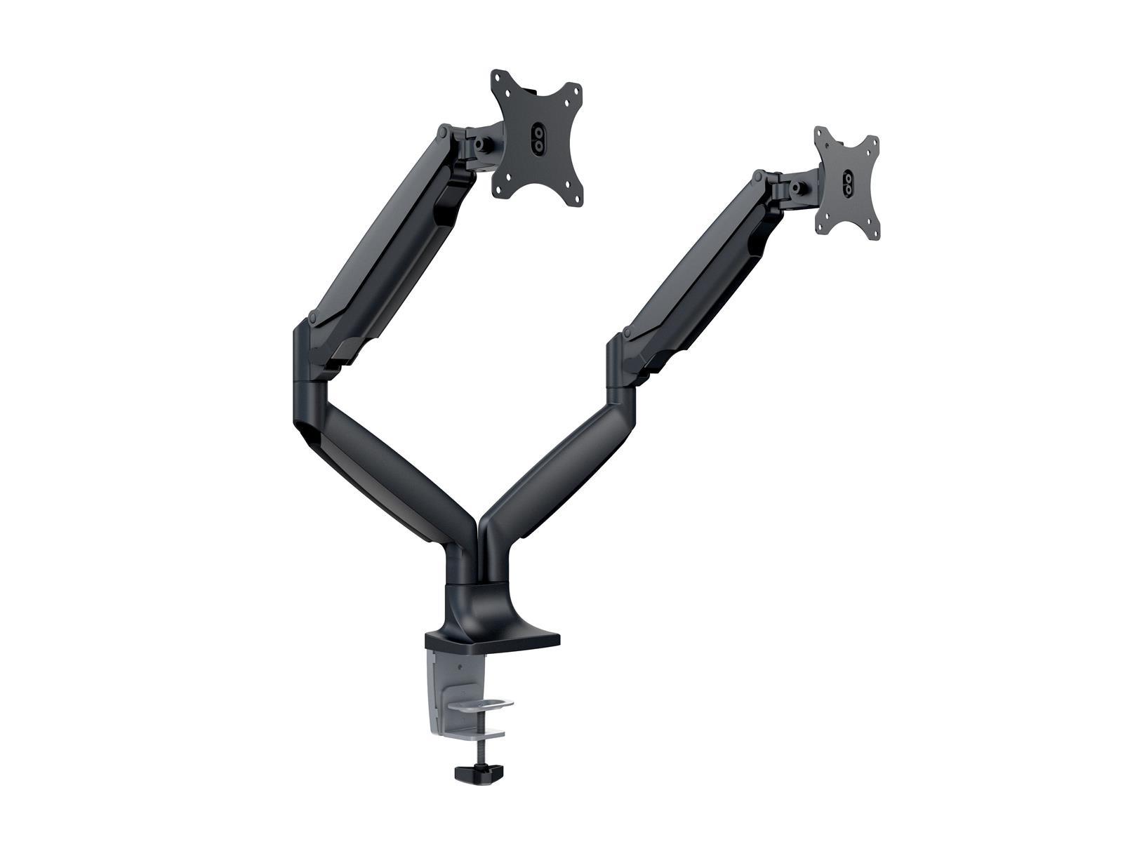 Multibrackets M Deskmount Gas Spring Dual Black | VESA 75x75-100x100 | Max 9kg | Desk clamp | Black