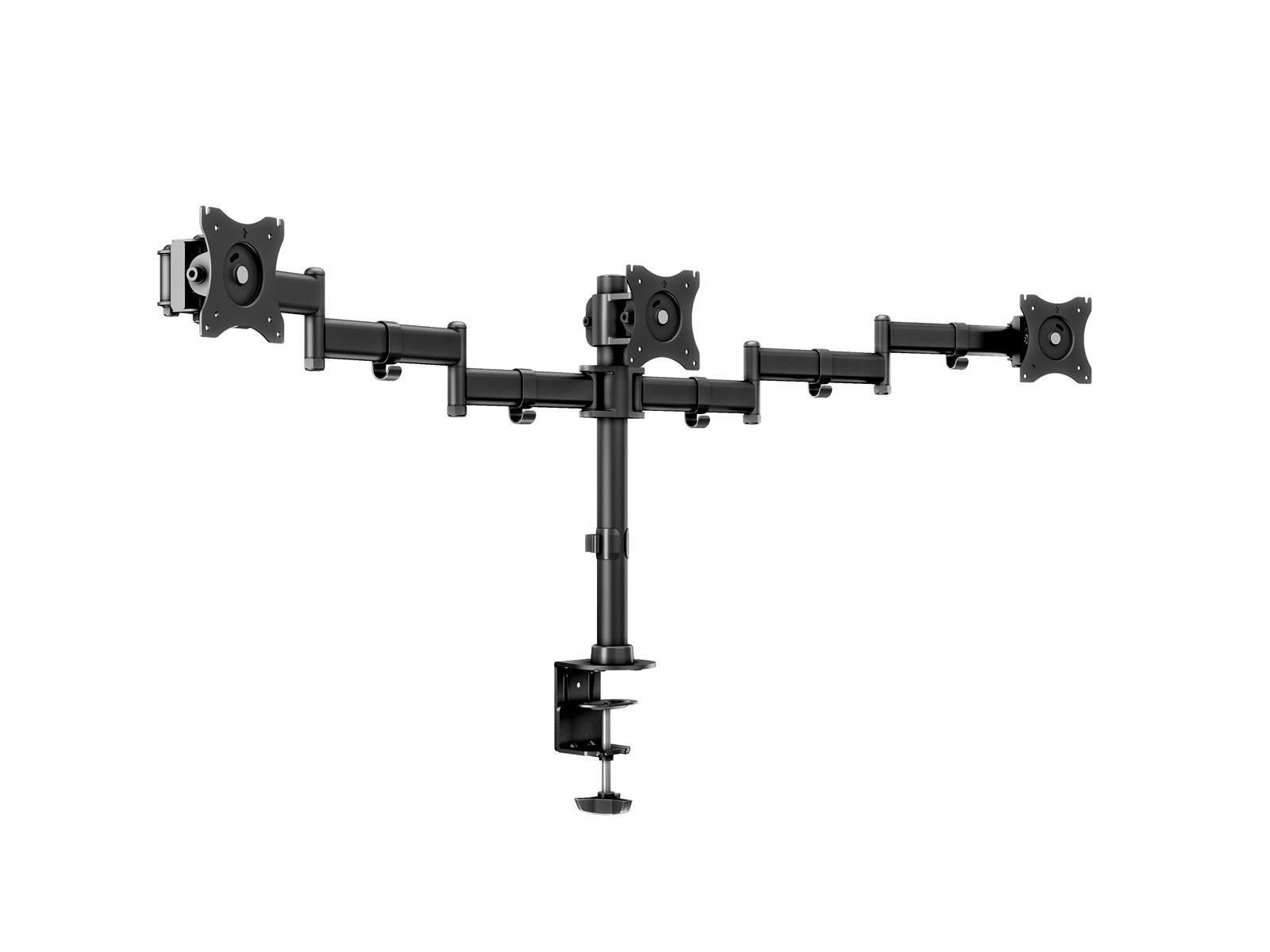 Multibrackets M Deskmount Basic Triple | VESA 75x75-100x100 | Max 8kg | Desk clamp | Black