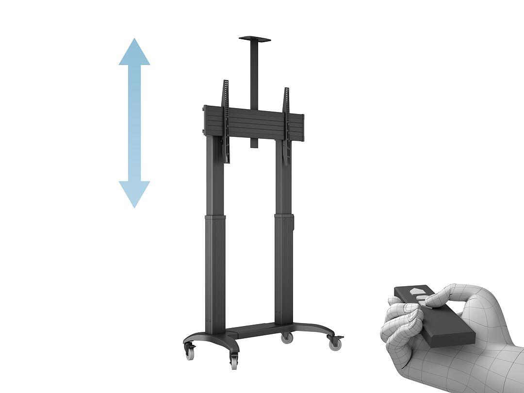 Multibrackets M Motorized Public Floorstand Dual Pillar 180 HD | Adjustable | VESA 200x200-1000x600 | Max 136kg | Black