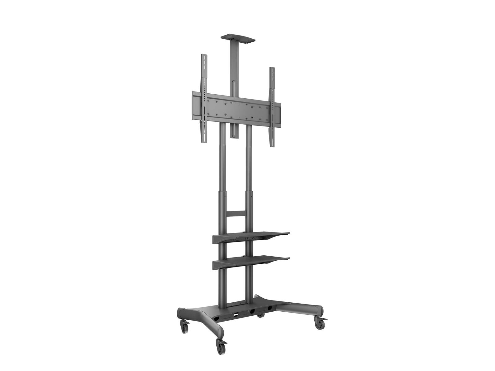 Multibrackets M Public Floorstand Basic 180 Plus incl 2 shelves & camera holder | Adjustable 1350mm 1650mm | VESA 200x200-800x600 | Max 90kg | Black