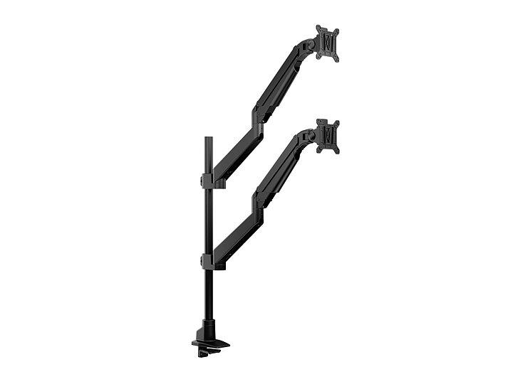 Multibrackets M VESA Gas Lift Arm Basic Dual Stacked Pole | VESA 50x50-100x100 | Max 10kg | Desk clamp | Black