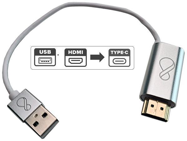 Ochno O-HDMI-TO-USBC-2 | Adapter w. USB-A | HDMI - USB-C | Max 3840x2160 60Hz | Silver | 4.4cm