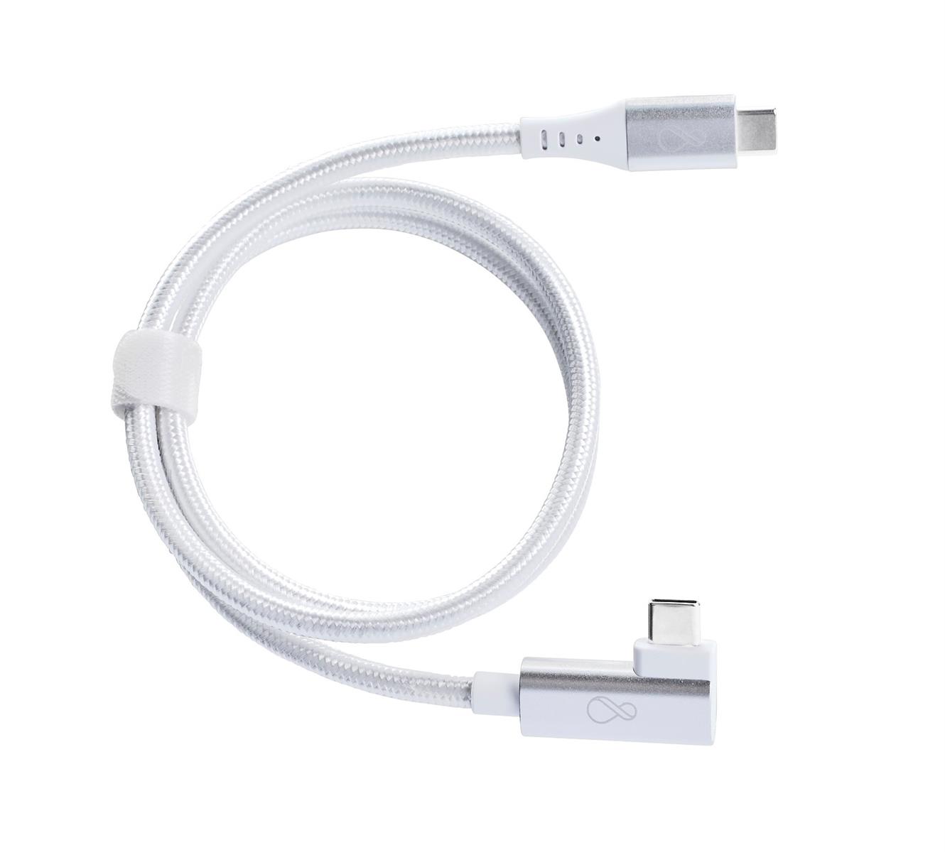 Ochno USB-C Cable | Angled | DP 1.4 Video Alt Mode | Male/Male | USB-C - USB-C | 3.2 Gen 2 | Braided | 0.7m | White