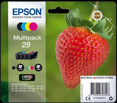 Epson Multipack 4-colours 29 Claria Home Ink | 180Pages | Black | Cyan | Yellow | Magenta