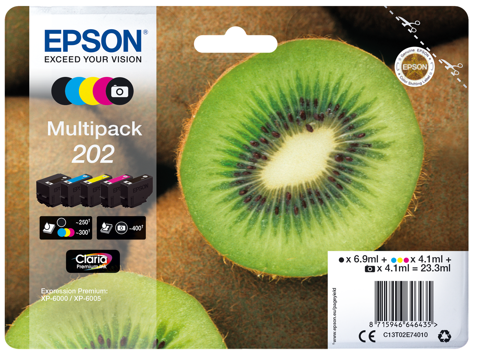 Epson Multipack 5-colours 202 Claria Premium Ink | 300Pages | Black | Cyan | Yellow | Magenta