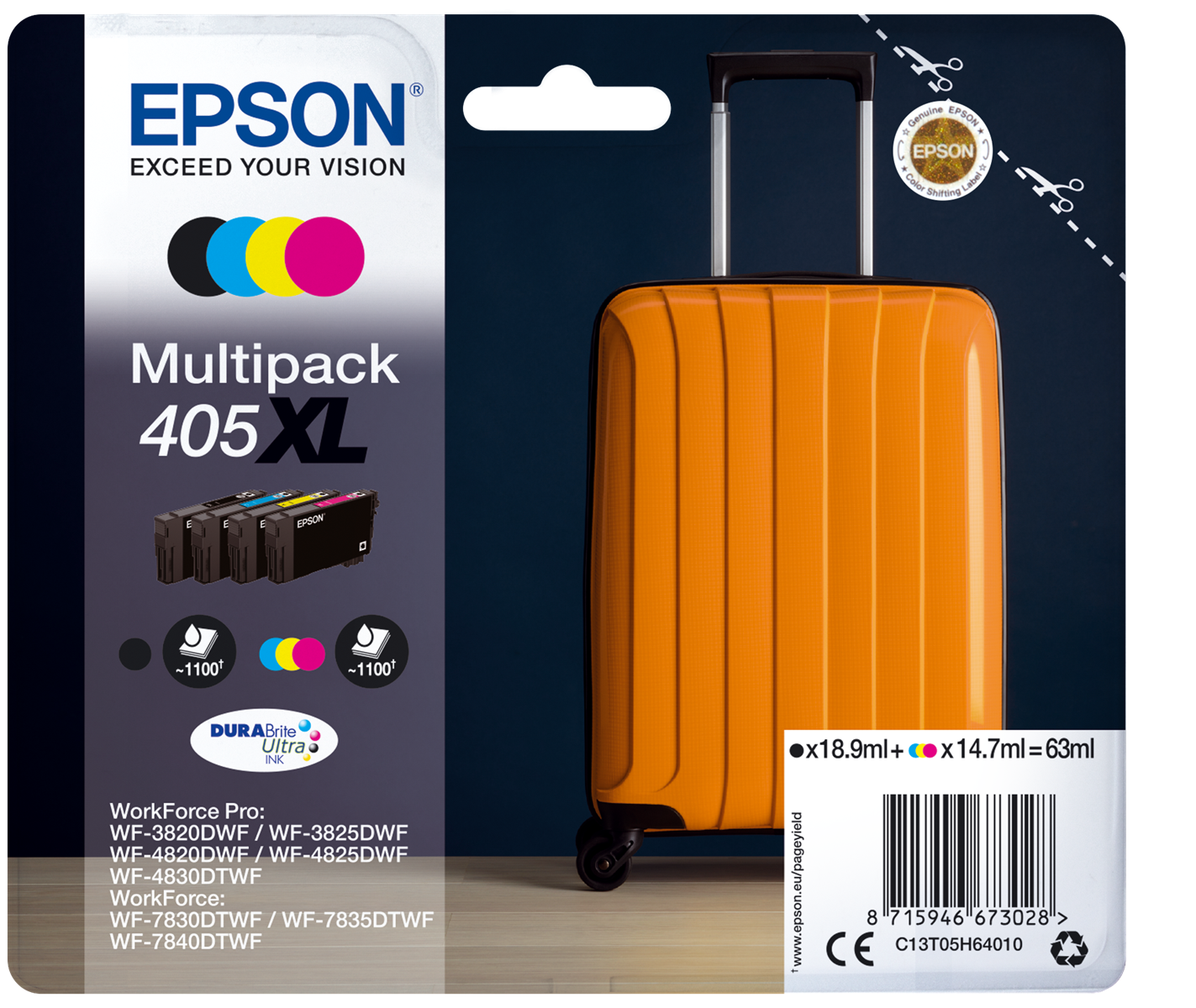 Epson 405XL | 1100Pages | Black | Cyan | Yellow | Magenta