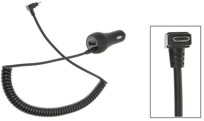Brodit Charging cable with cig-plug, with Micro-USB connector, 2A charging, with USB A outlet in the cig-plug
