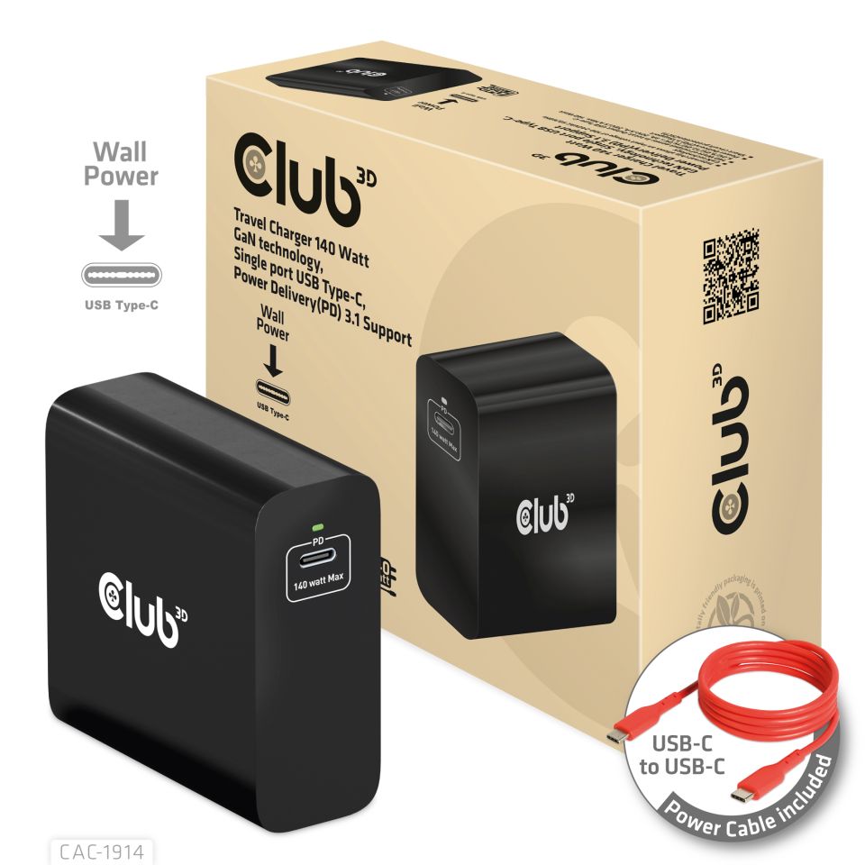 Club 3D power supply USB Type C 1-fold 140W