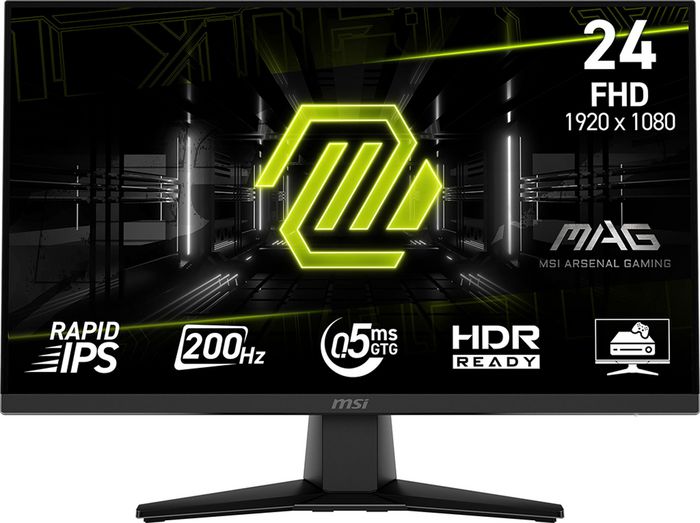 MSI 60.5cm (23.8") Full HD 1920 x 1080 Rapid IPS, 16:9, 300cd/m², 1.07B, 0.5ms, 178°/178°, 1000:1