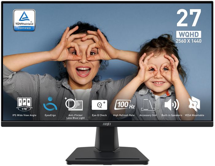 MSI 68.6cm (27") Wide Quad HD 2560 x 1440 IPS, 16:9, 300cd/m², 16.7M, 4ms, 178°/178°, 1300:1
