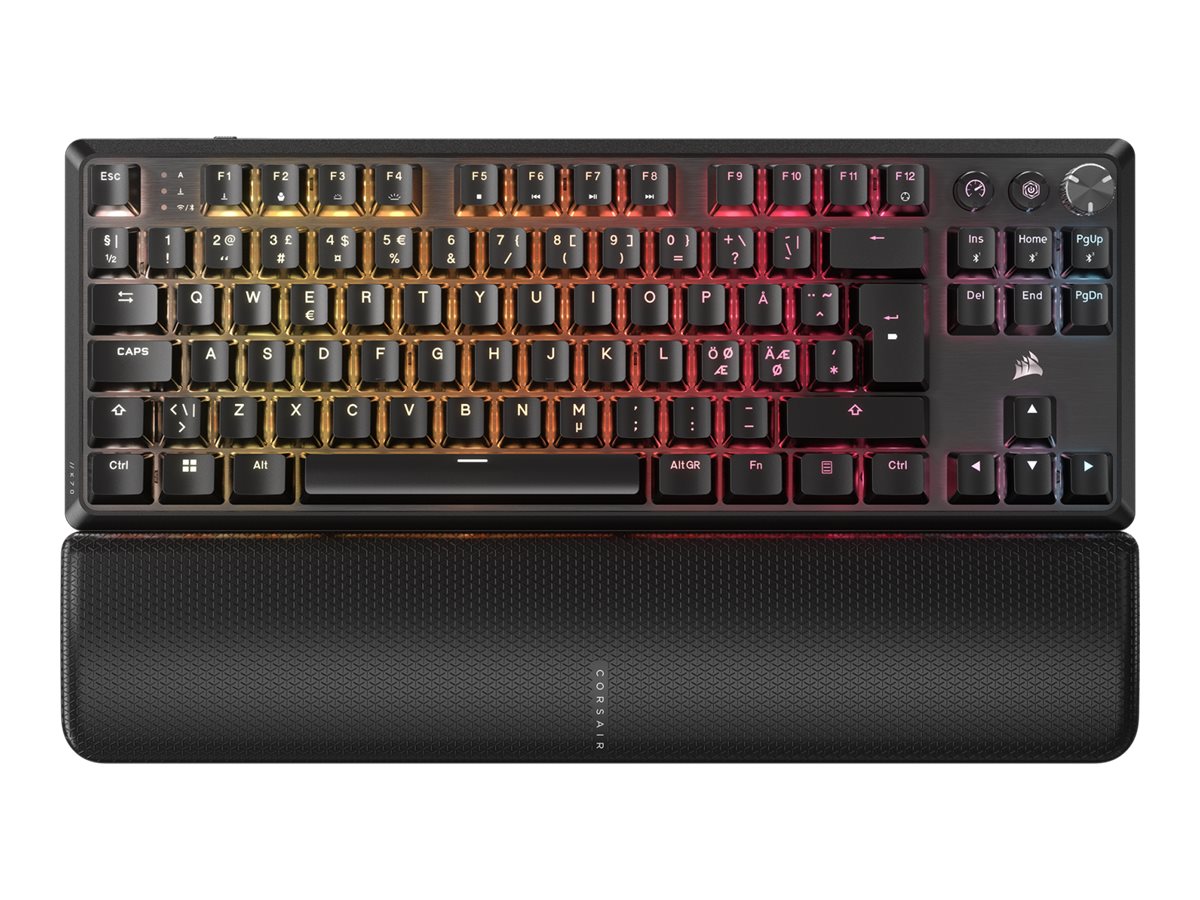 CORSAIR K70 CORE TKL Wireless Tenkeyless Mechanical Gaming Keyboard Backlit RGB LED CORSAIR MLX RED Black Black ABS Keycaps