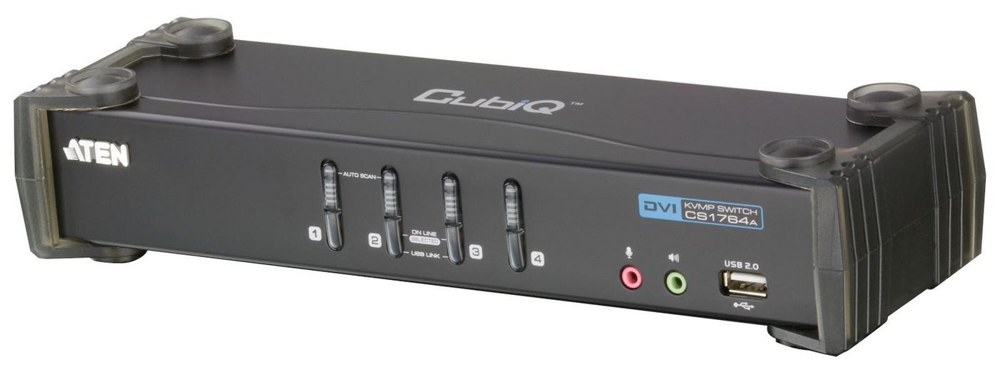 ATEN 4-Port USB DVI KVM Switch with Audio & USB 2.0 Hub (KVM Cables included)