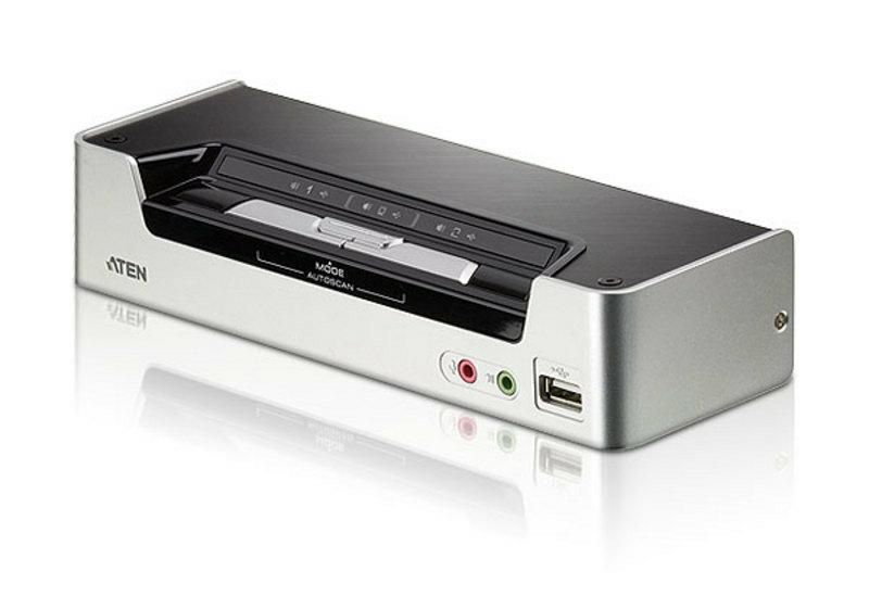 ATEN 2-Port USB HDMI KVM Switch with Audio & USB 2.0 Hub (KVM cables included)