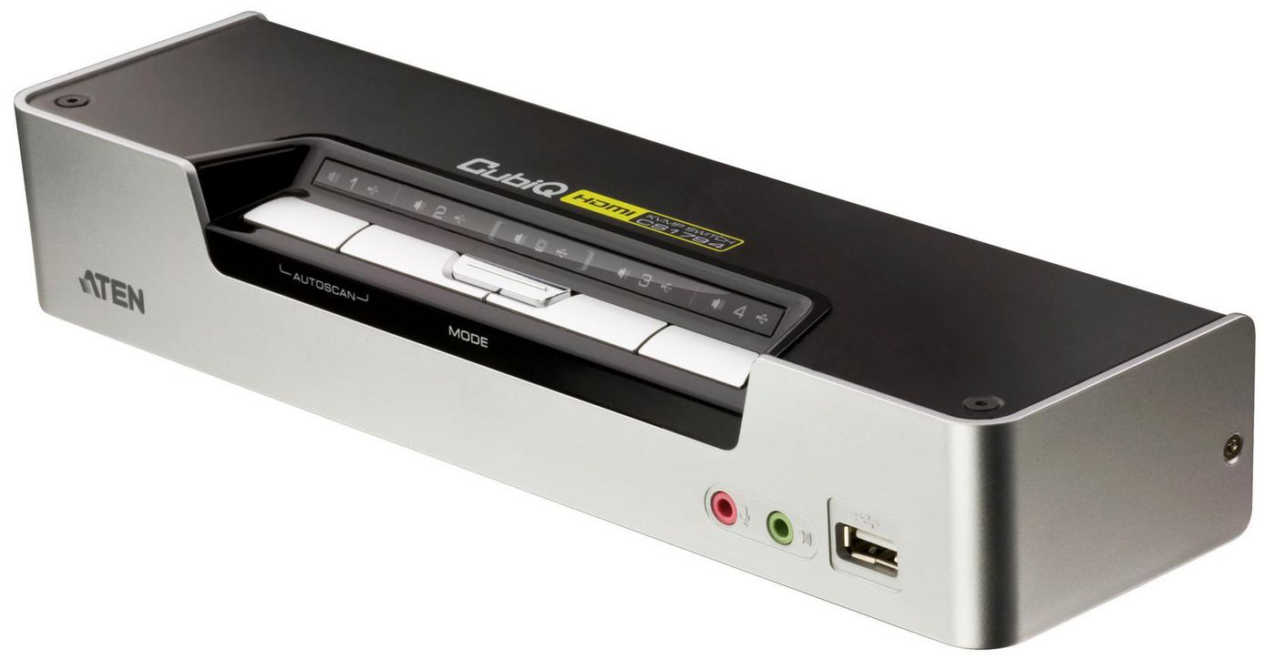 ATEN 4-Port USB HDMI KVM Switch with Audio & USB 2.0 Hub (KVM cables included)