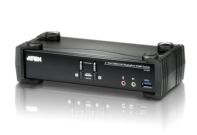 ATEN 2-Port USB 3.1 Gen 1 4K DisplayPort 1.2 KVMP™ Switch with Audio (KVM cables included)