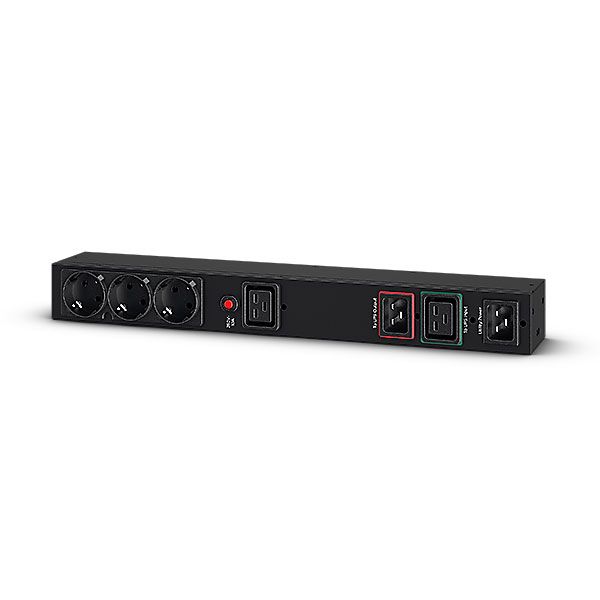 CyberPower zbh. By-Pass, Manuell, IEC Outlet, PDU, 1U, Eingang 16A 1xC19+2xC20, Ausgang 16A 1x C19 + 3xSchutzkontakt Steckdosen