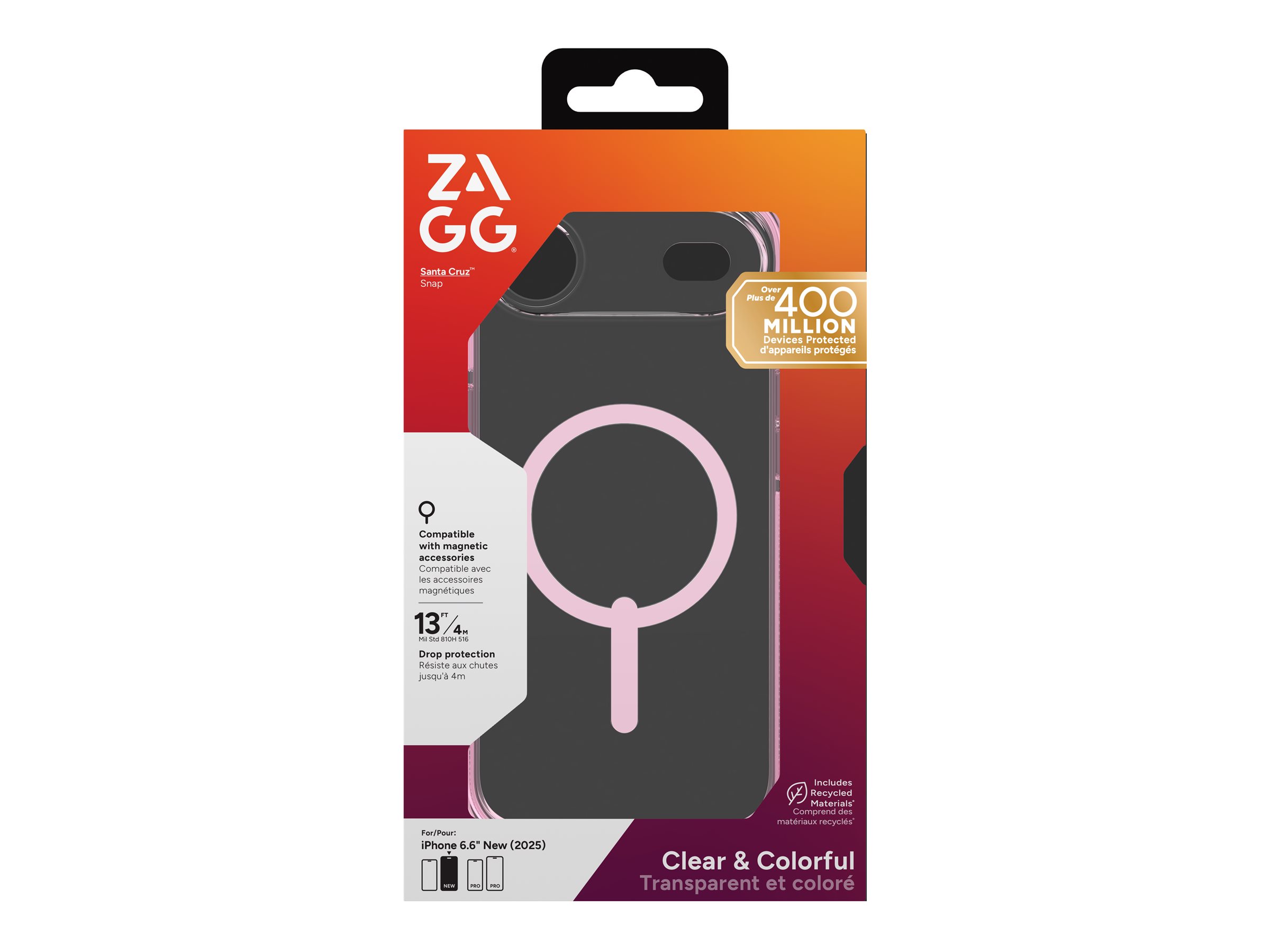 Zagg Santa Cruz Snap Beskyttelsescover Lyserød sorbet