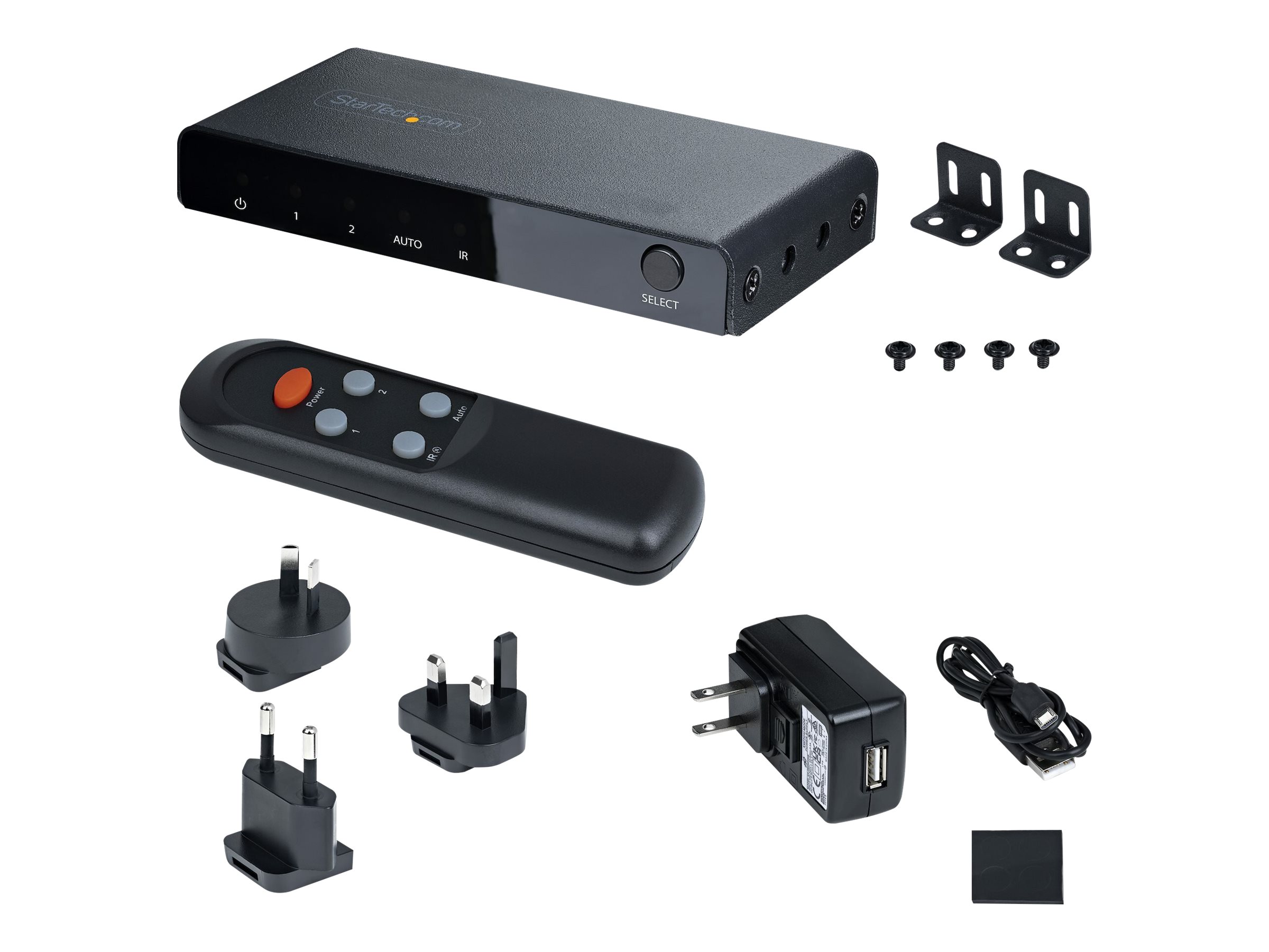 StarTech.com 2-Port 8K HDMI , HDMI 2.1 er 4K 120Hz/8K 60Hz UHD, HDR10+, HDMI 2 In 1 Out, Auto/Manual Source ing, Remote Control and Power Adapter Included - 7.1 Channel Audio/eARC (2PORT-HDMI-SWITCH-8K) Video-/audioswitch HDMI