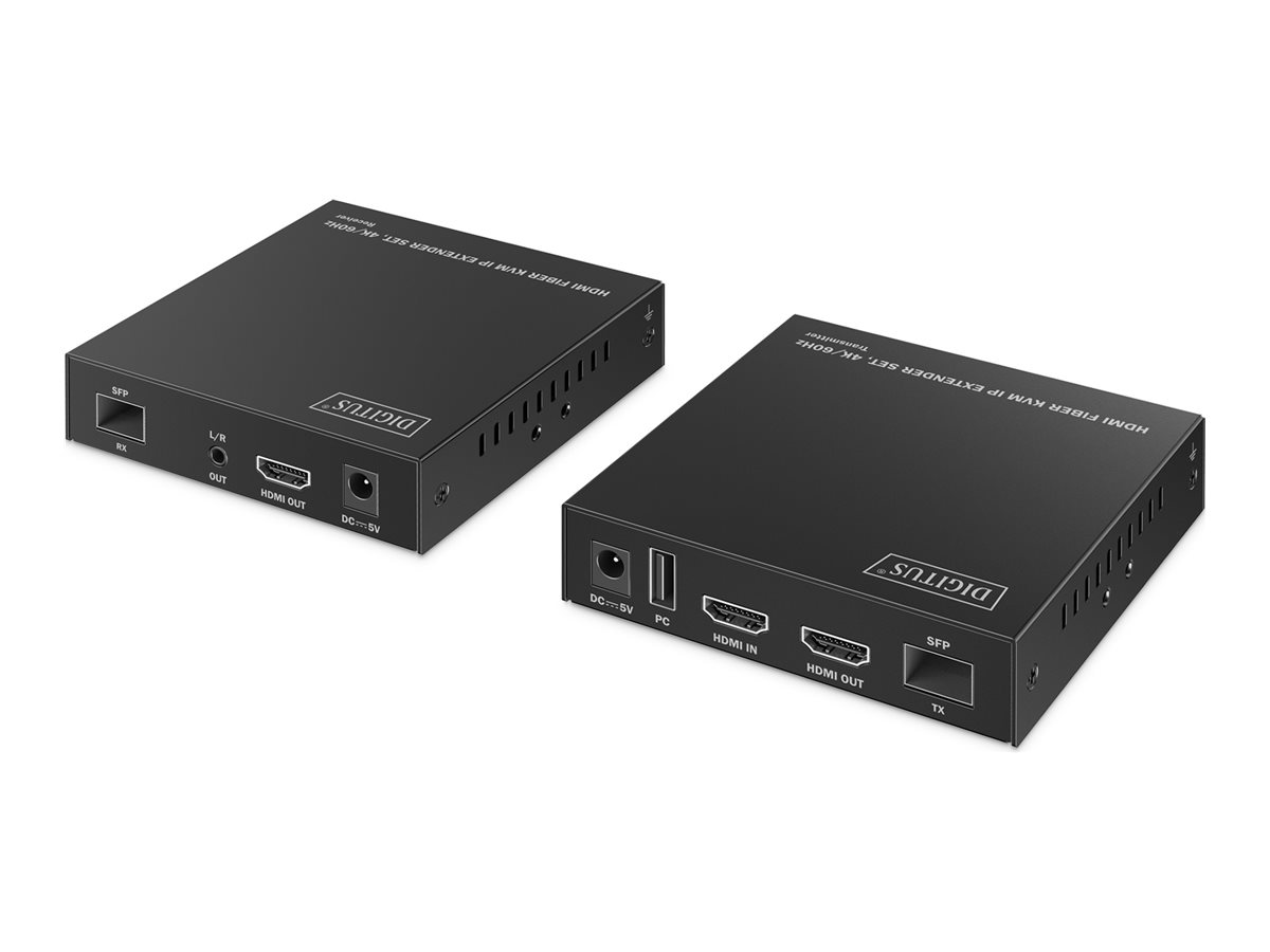 HDMI Fiber KVM Extender Set - 4K/60Hz - 40 km/300m - IP 1G - Black