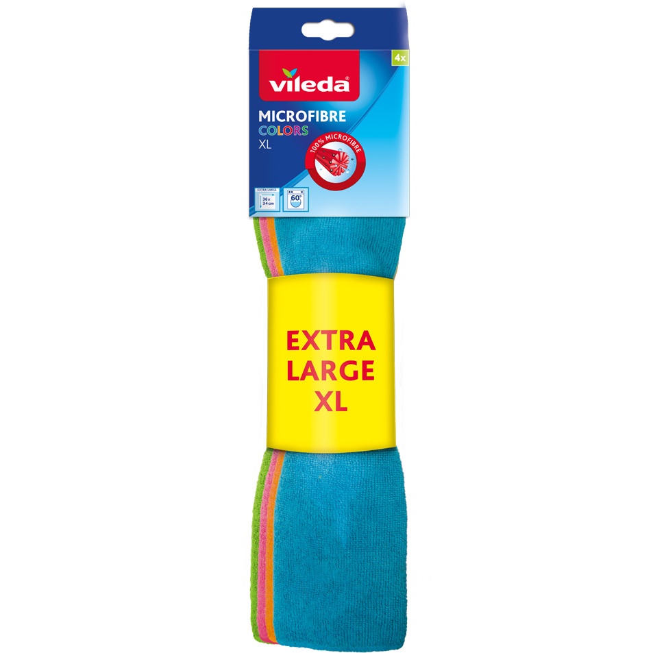 Vileda Microfiber Colors XL rengøringsklud 4 stk.