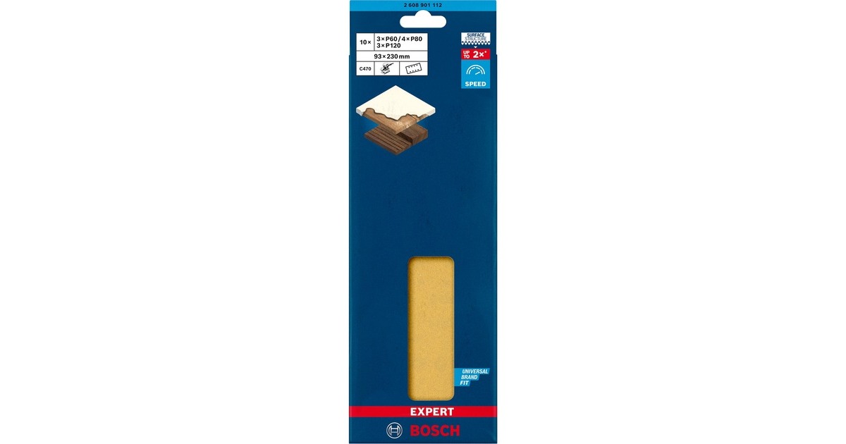 [AI generated title] Bosch Sæt 10 Dele K60 K80 K120 93 X 230 Mm