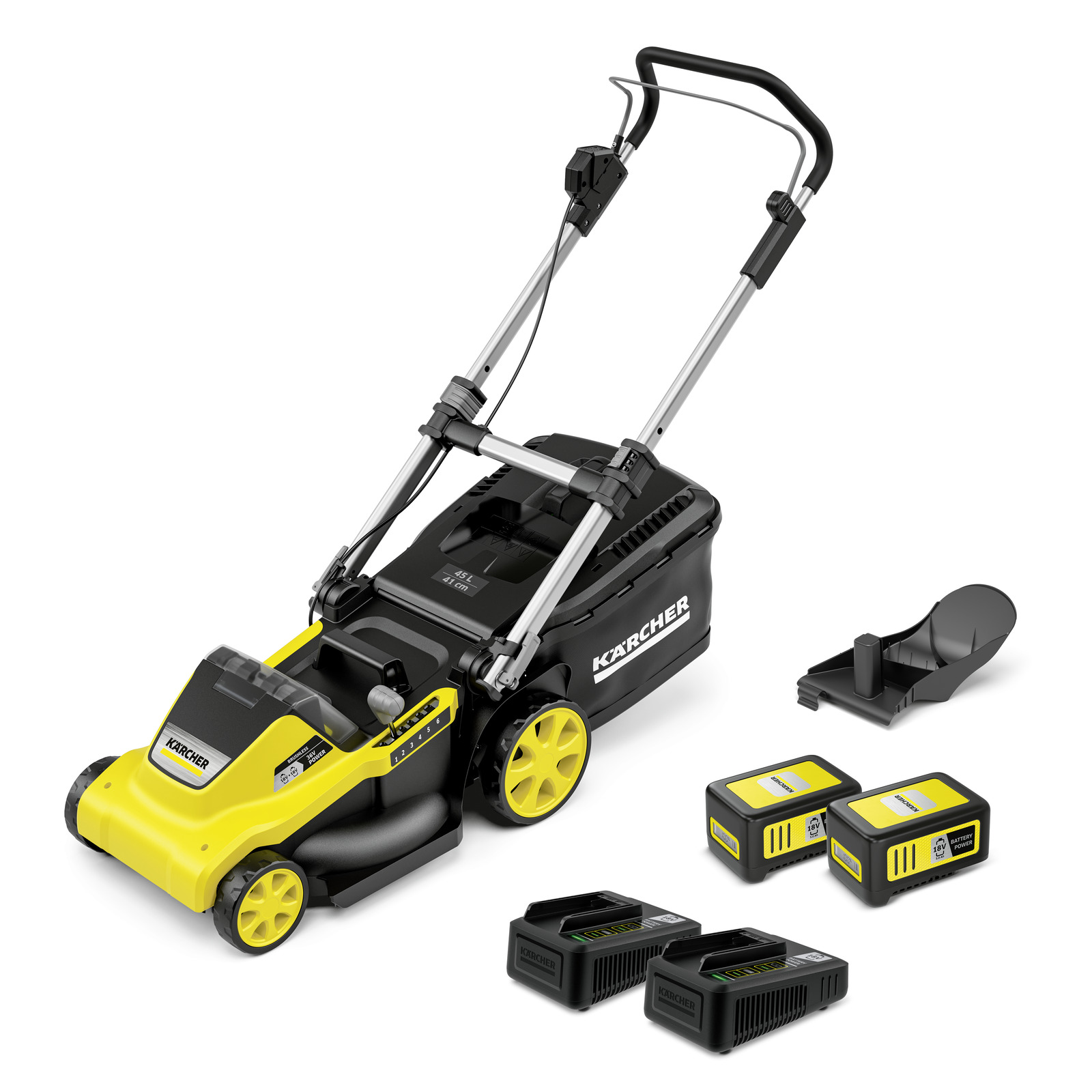 [AI generated title] Kärcher Lmo 5-18 Dual Battery Set Plæneklipper 2 Batterier 36V Klippebredde 46 Cm