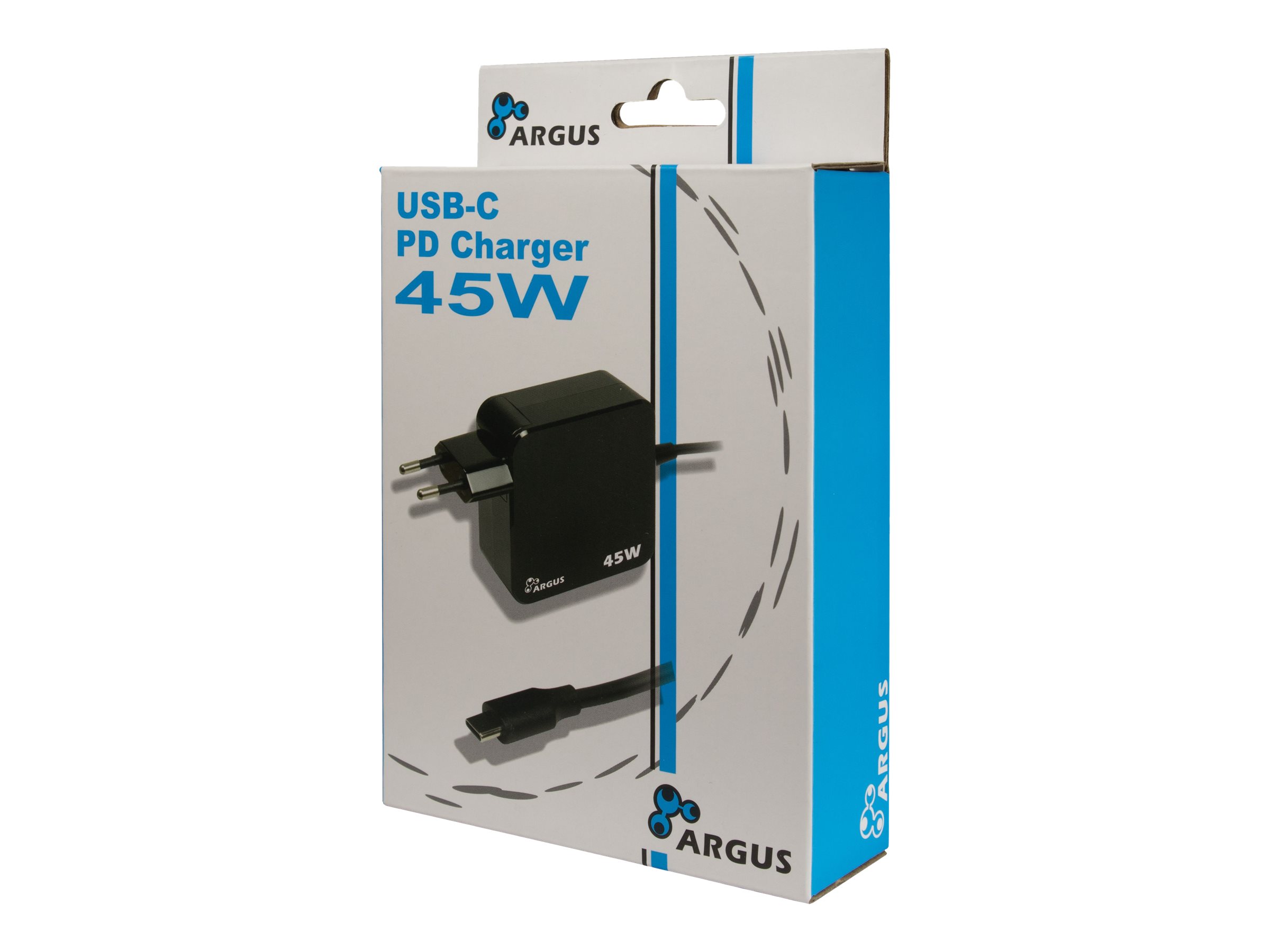 Lader 230V 1xUSB-C 45W Argus PD-2045 Zwart