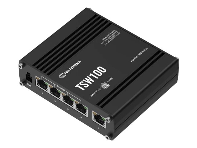 TELTONIKA TSW100 INDUSTRIAL UNMANAGED POE SWITCH, 4 PORTS POE, 802.3AF/AT, 60W