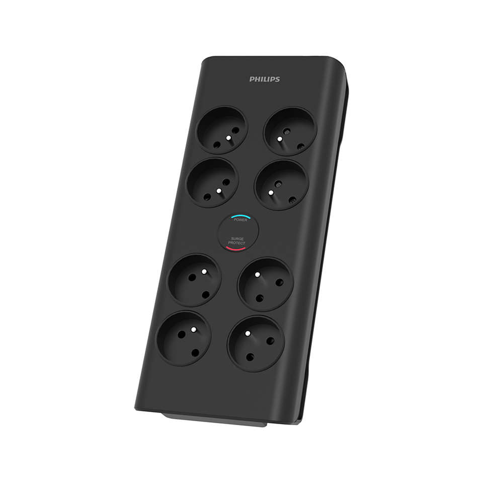 Philips SPN7080BA/60 overspændingsbeskytter Sort 8 AC stikkontakt(er) 2 m