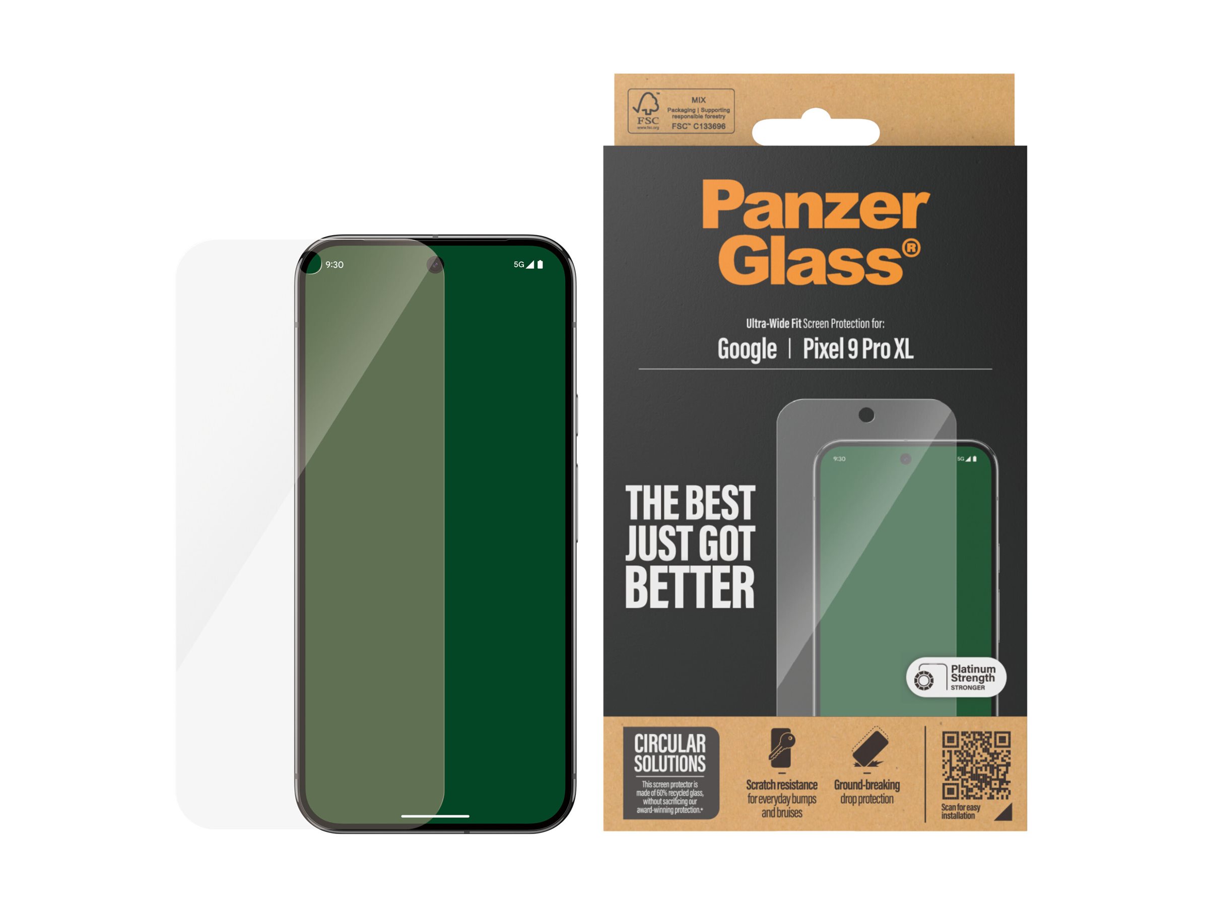 PanzerGlass - skærmbeskytter for mobiltelefon - ultrabred pasform